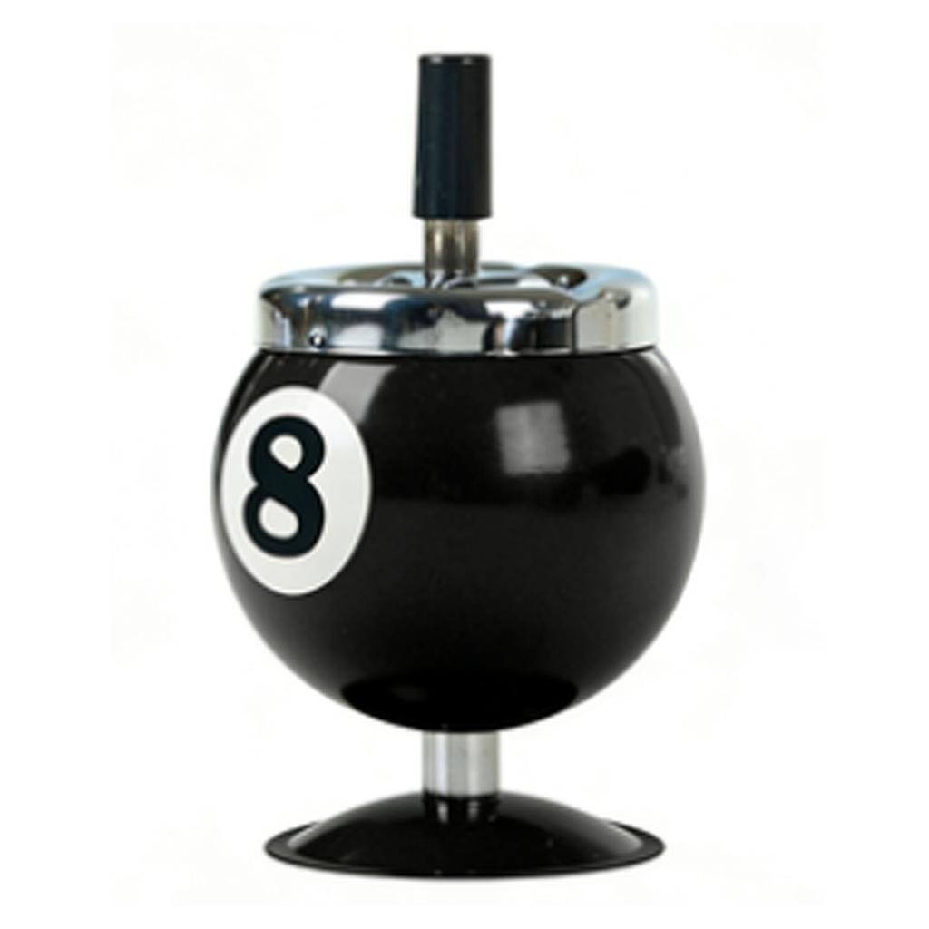 Stylish Metal Ashtray Billiards Ball Shape Large Capacity Windproof Ashtray for Indoor Outdoor Use Black 8