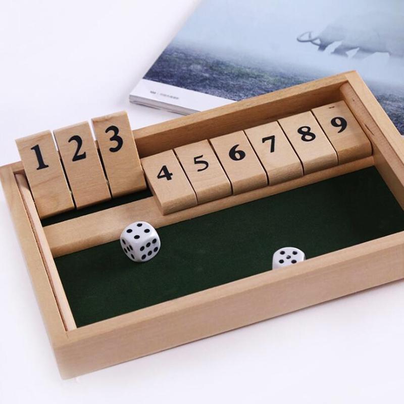 Classic Game Shut the Box Bar Game for W/ 9 Digital Tile 2 Dice for Party Desktop Men Women Interaction Family Gathering
