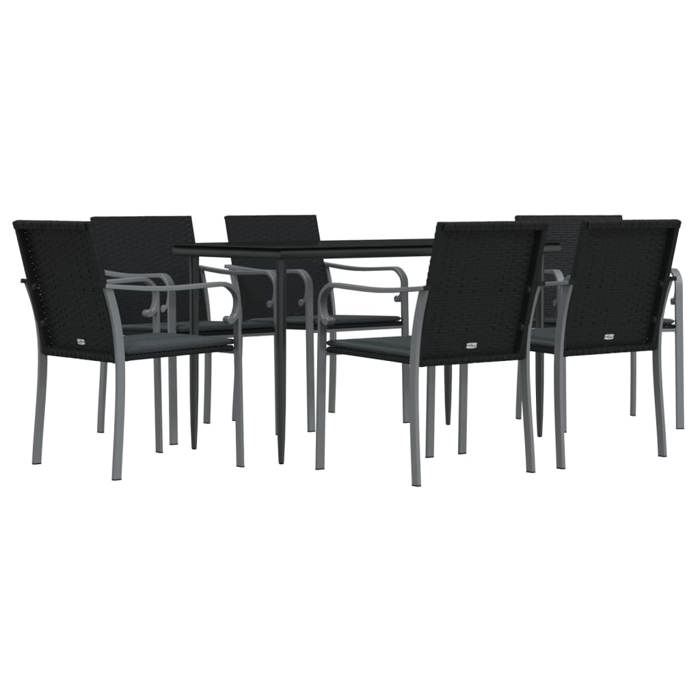 VidaXL Ensemble à manger de jardin 7 pcs coussins résine tressée acier, ensemble à manger, ensemble à manger d'extérieur, 3186948