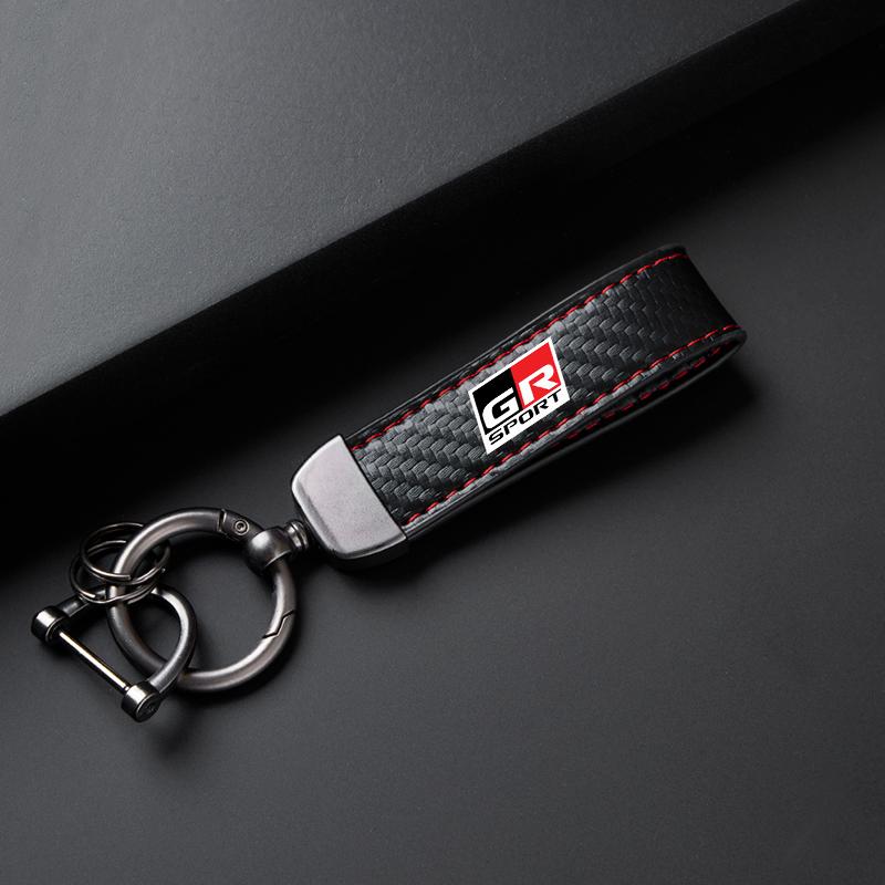 

For Toyota GR Sport Gazoo Racing Supra Yaris 86 Corolla RAV4 Avensis Prado Prius Auto Leather Car Keychain Key Rings Accessories
