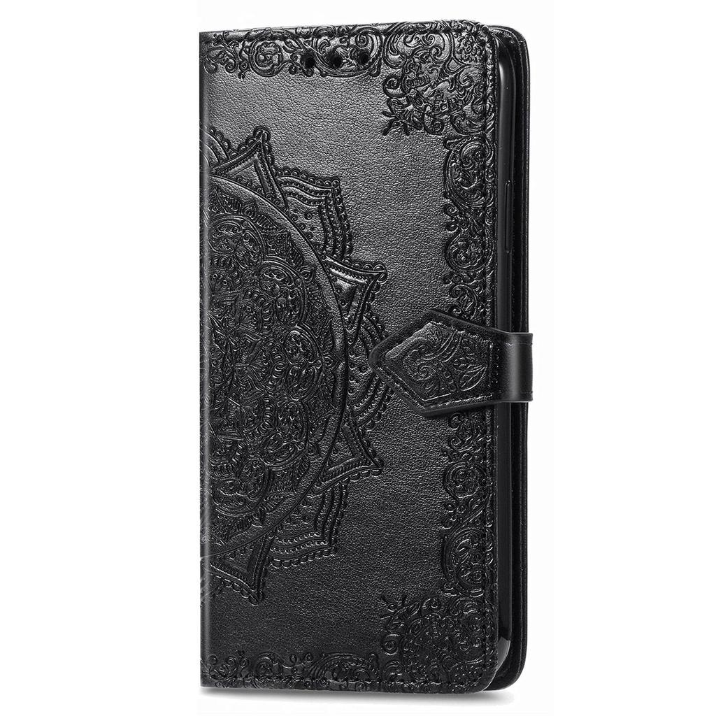 For Samsung Galaxy S23 Mandala Pattern Embossed PU Wallet Folio Case Stand Shockproof Protection Cover with Strap