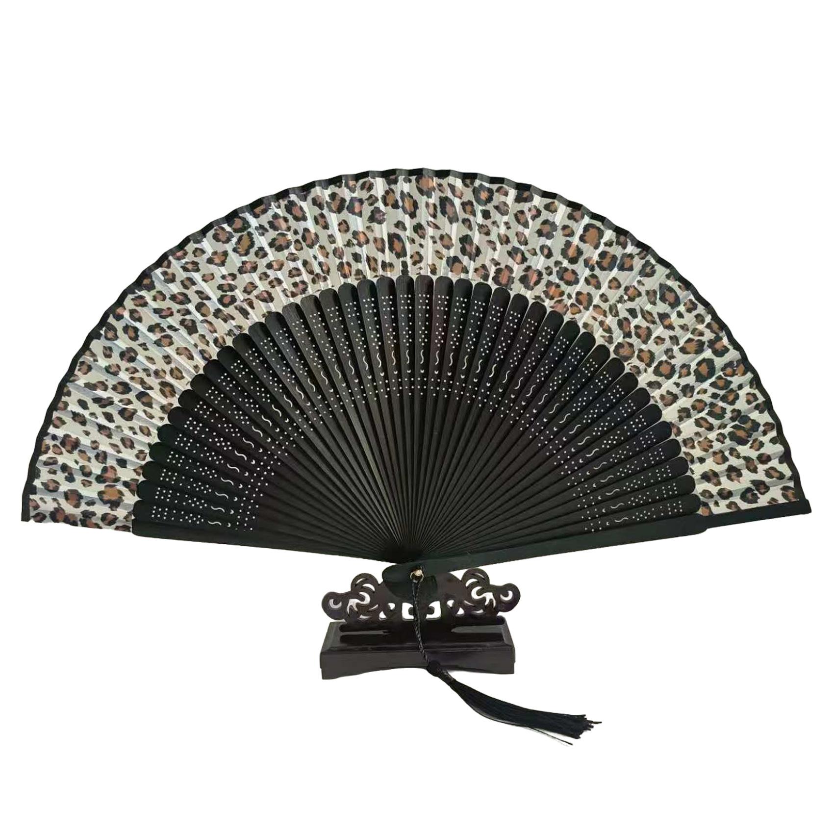 

Folding Hand Fan Leopard Print Design Lightweight Portable Handheld Fan for Summer Outdoor Indoor Use with Durable Frame and Fabric Leaf One Size
