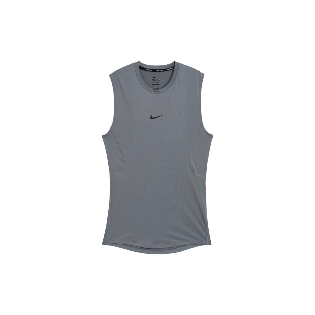 Nike Pro Dri-FIT Solid Comfortable Sleeveless Tank Top Men Tops Smoke-Gray Black FB7915-084