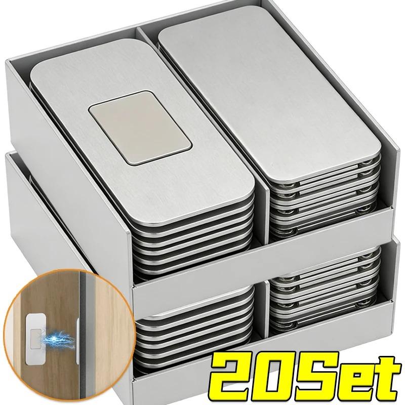 Magnetic Cabinet Catches Strong Magnet Sticker Punch-Free Self-Adhesive Latch Hidden Door Closer for Kitchen Cupboard Cabinet Drawer Furniture