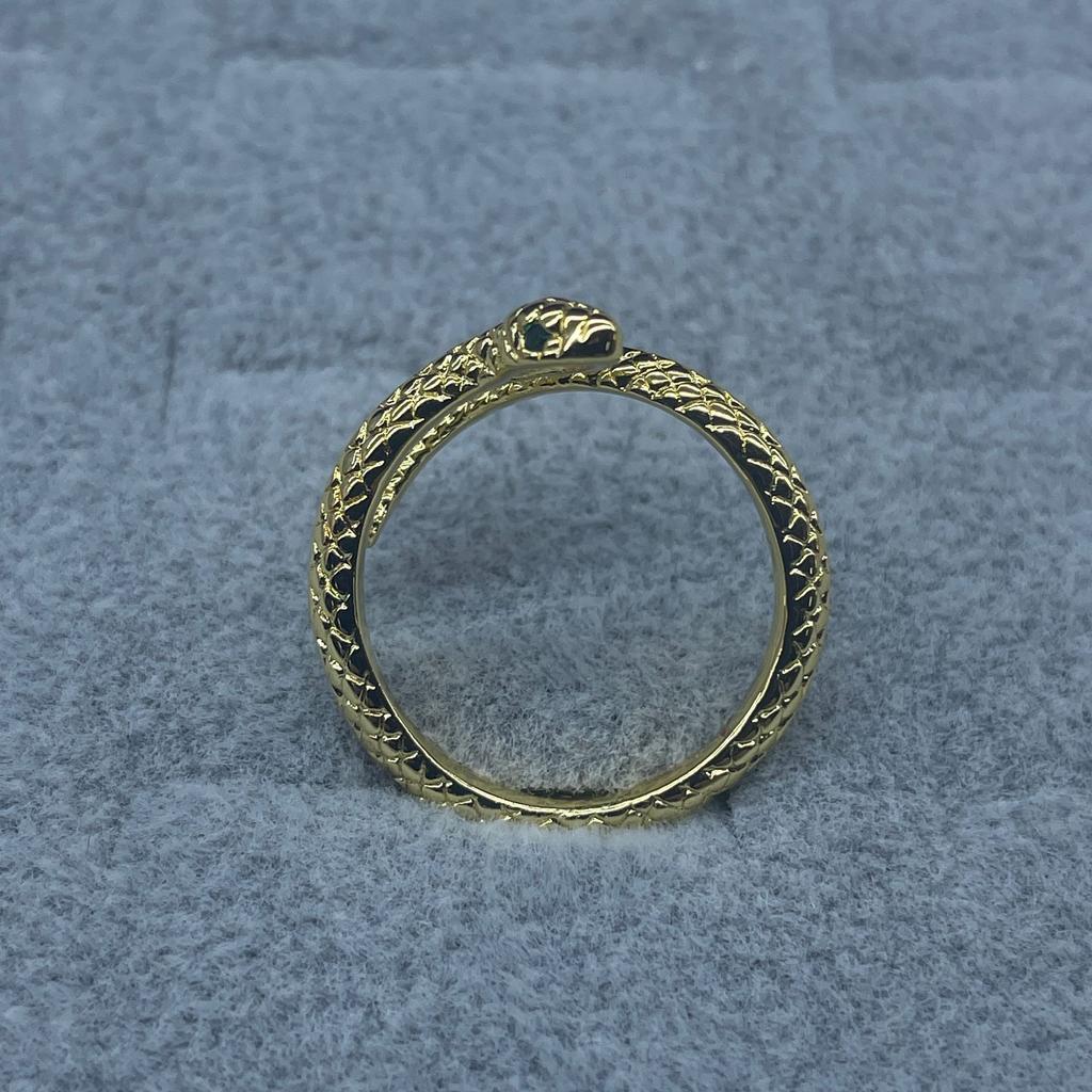 Spirit Snake Ring Women's Simple Niche Fashion Personality Open Index Finger Ring Versatile Temperament Green Diamond Snake Ring Jewelry