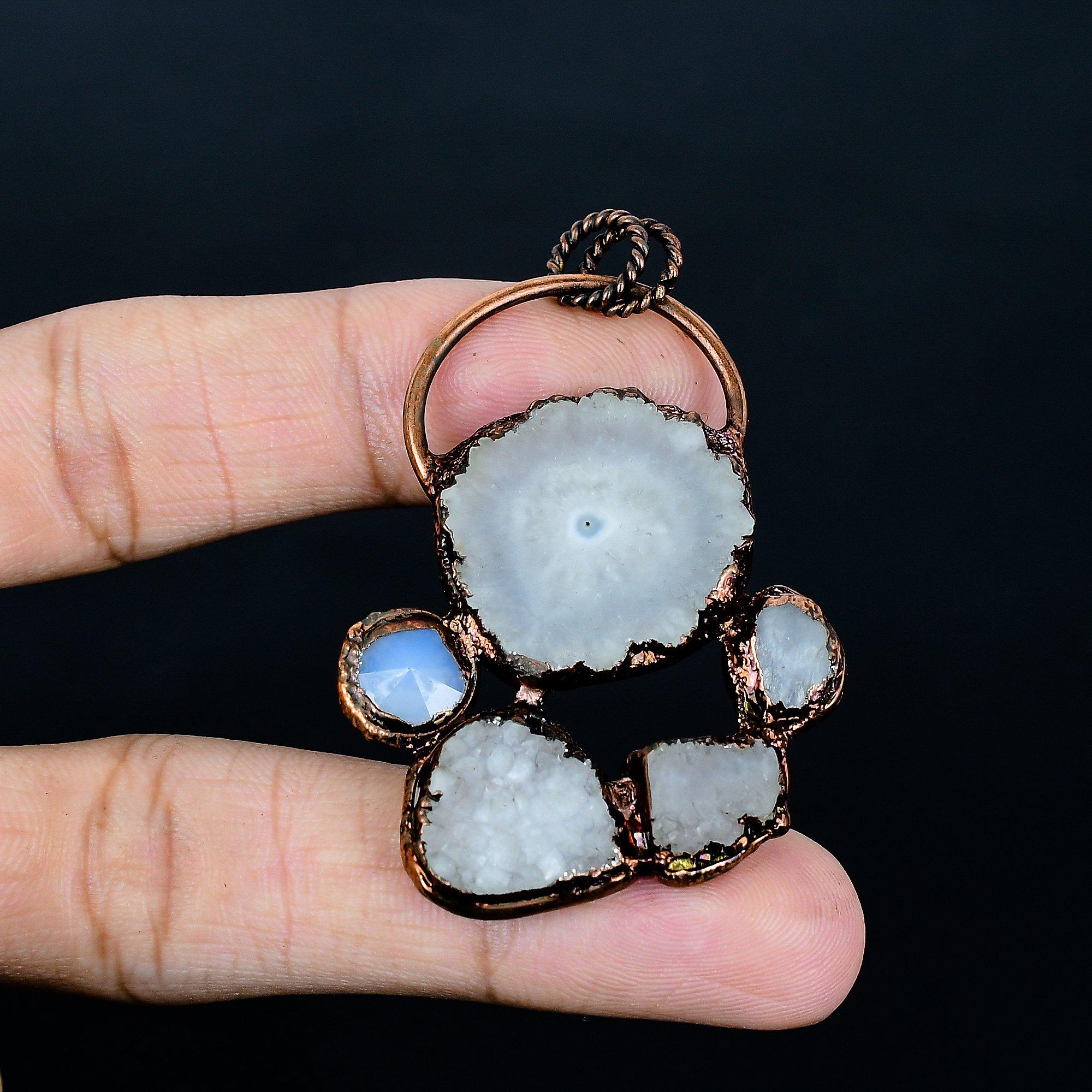 

Кулон из радужного лунного камня, Ювелирные изделия из драгоценных камней, Медный гальванопластический кулон, Красивый кулон ручной работы 2.55 Inches