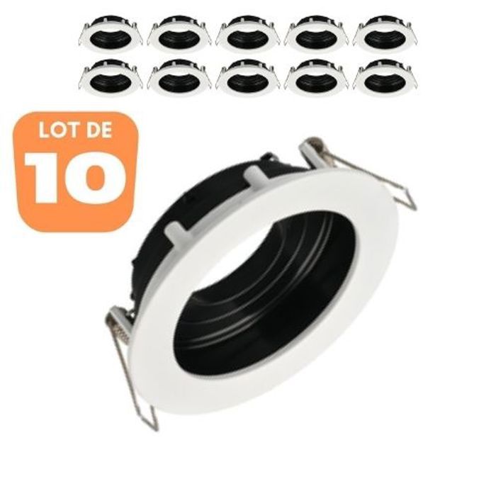 Lot de 10 supports de spots Beta R3 rond blanc/noir MR16 GU10/GU5.3