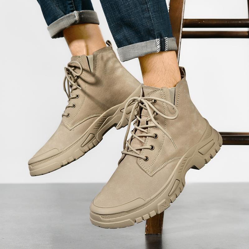 Winter Suede Motorcycle Boots Fashion Plus Velvet Outdoor Desert Boots Casual Classic British Style Shoes All-match Ankle Boots