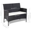 4 Piece Garden Lounge Set with Cushions Poly Rattan Black