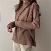 Damen Langarm Strickpullover Herbst Winter Locker Rollkragen Basisschicht Einfarbiges Oberteil Vielseitig
