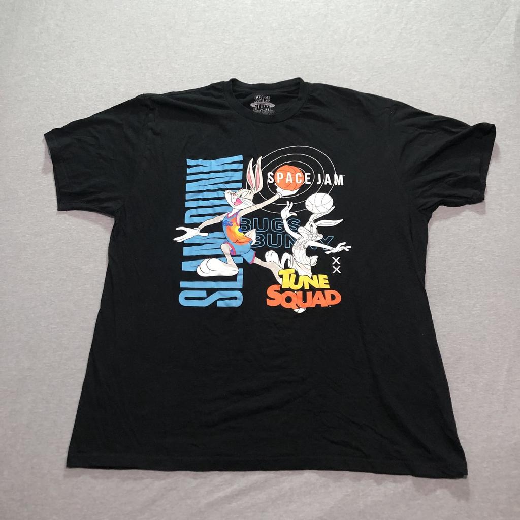 Space Jam T Shirt Men's XL Graphic Print Bugs Bunny Tune Squad Lounge Black Tee