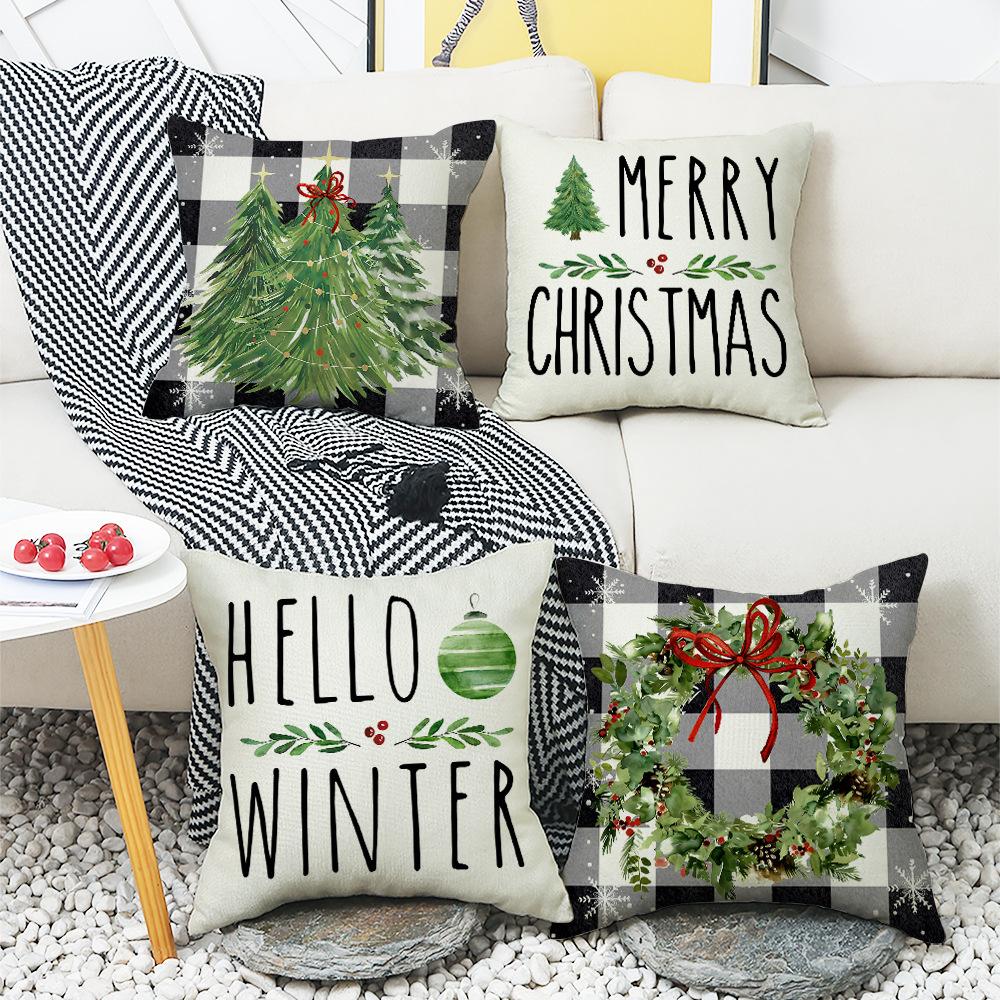 New Christmas Tree Elements, Garland Elements, Living Room Sofa Decoration, Warm Atmosphere, Letter Print Cushions