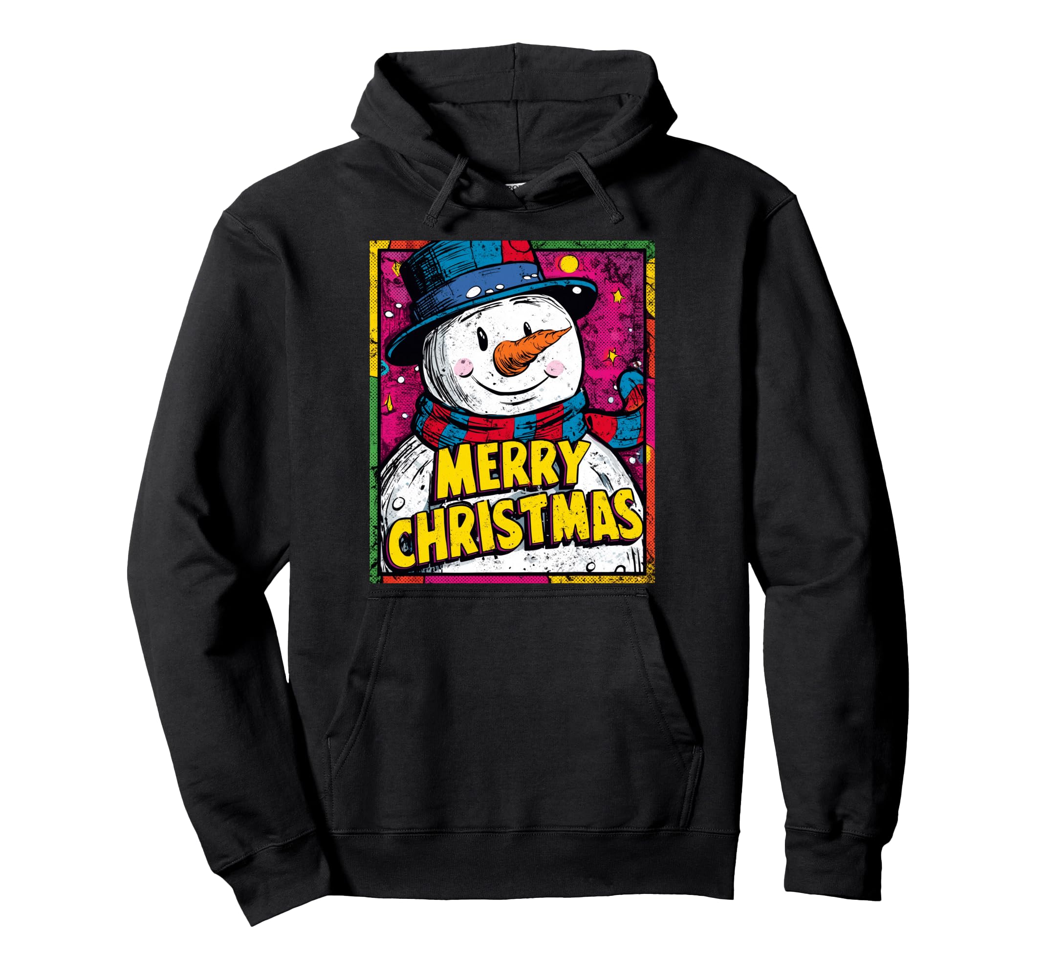 

Snowman Pop Art Merry Christmas Christmas Motif Hoodie чорний