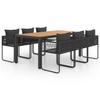 VidaXL Garden Furniture Set 7 Pcs PVC Wicker Black and Brown