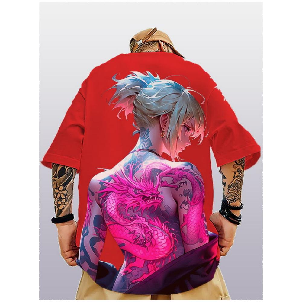 New Anime Pattern Printing Men's T-Shirt Tops Summer T Shirt Short Sleeved Clothing Loose Oversized Casual Street Tees Men Tops