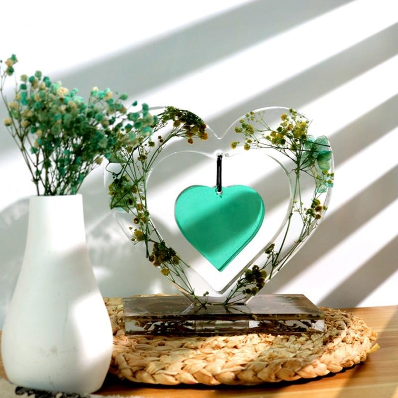 Heart Photo Frame Silicone Mold DIY Craft Epoxy Resin Casting Molds Ornaments Colorful Chain Jewelry Making Tool Supply