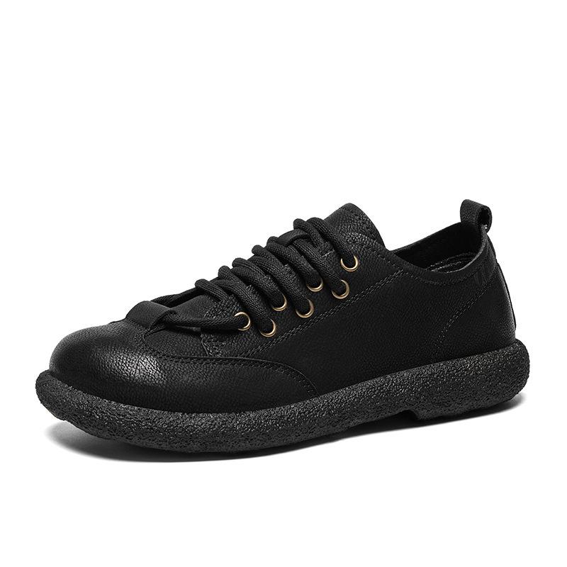 Freizeitschuhe neue Leder flacher Boden rutschfest niedrig geschnitten britischer Stil Lederschuhe Frühling und Herbst Board Schuhe