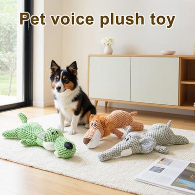 1/3 Bucăți Jucărie de Pluș pentru Câine Animal Lup Leu Elefant Design Jucărie de Mestecat pentru Câine cu Sunet Scârțâitor Jucărie Interactivă pentru Pui
