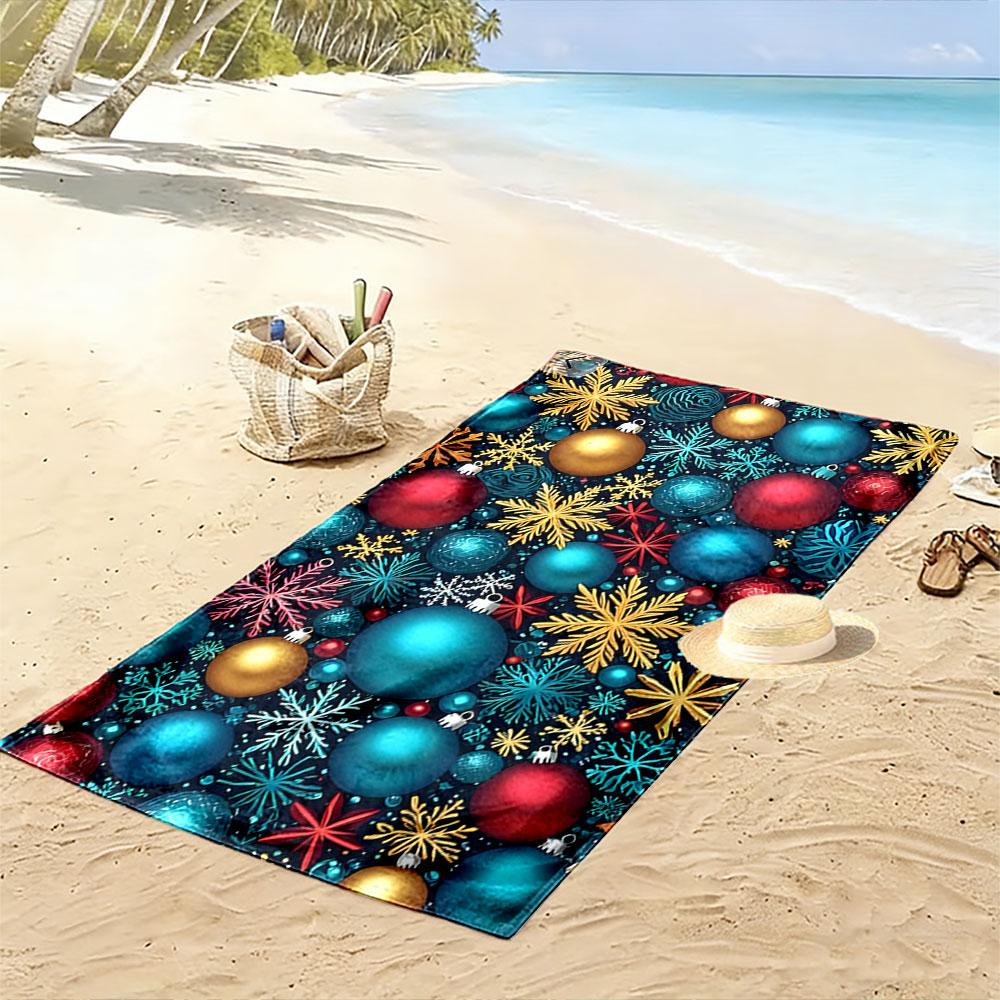 Vibrant winter festive bursts Print beach towel, quick drying, suitable for travel, outdoor sports, jogging, the beach and swimming, gift