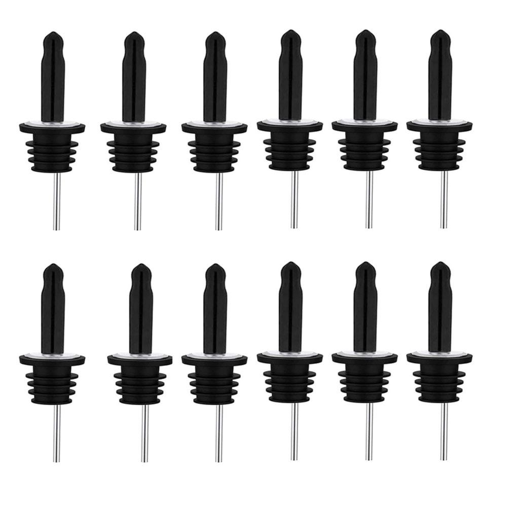 6/12Pcs Self-closing Liquor Pour Spouts Set Stainless Steel Bartender Bar Tools  Wine Accessories