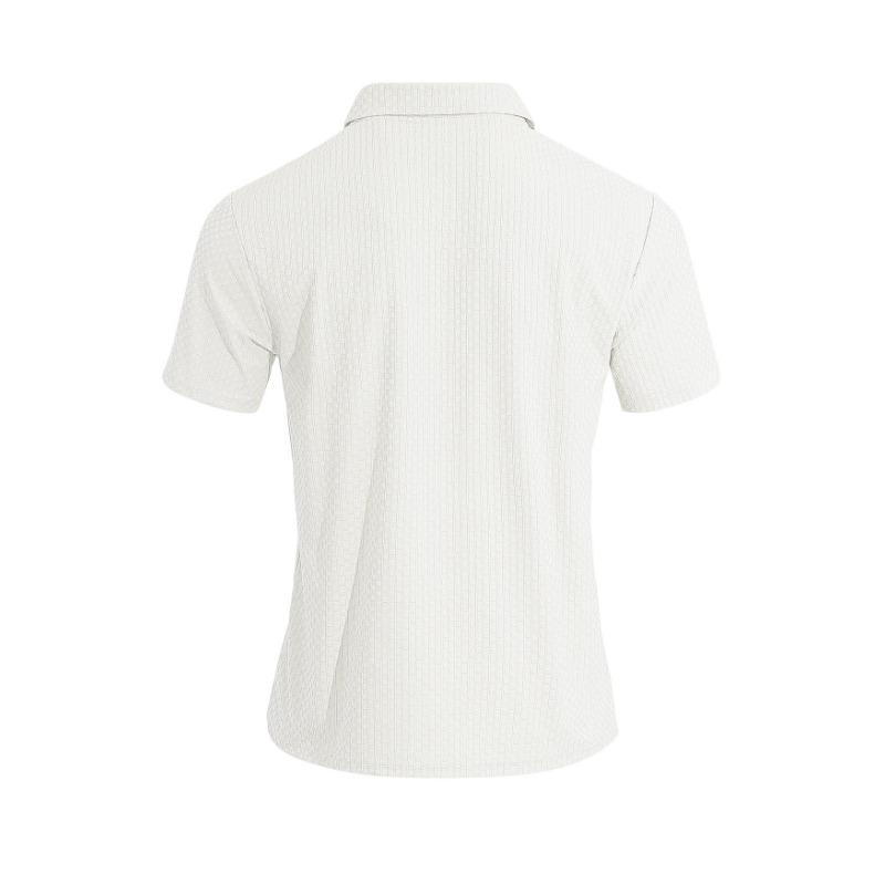 Mens Plaid Turn Down Collar Short Sleeve Polo Shirt Business Casual Basic Versatile Top
