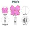 Bowknot Badges Holder Retractable Badges Reel with Swivel Alligator Clip Acrylics Badge Reel Holder for Doctor Nurse