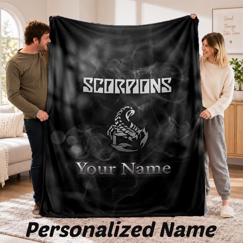 Scorpions Personalized Flannel Blanket Custom Name Text Soft Throw Blanket Home Decor
