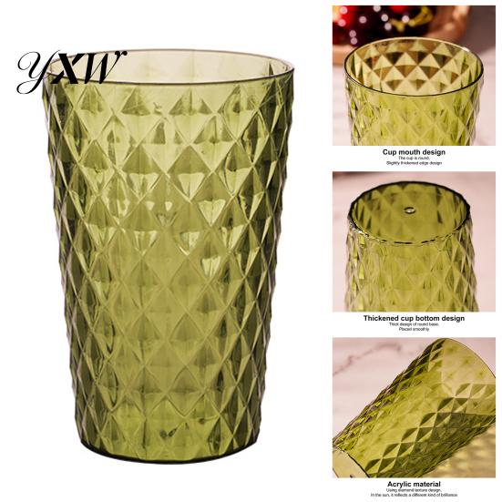 Water Mug 400ml Coffee Cup Large Capacity Shatterproof Acrylic Unbreakable Soft Drinks Tumblers for Home