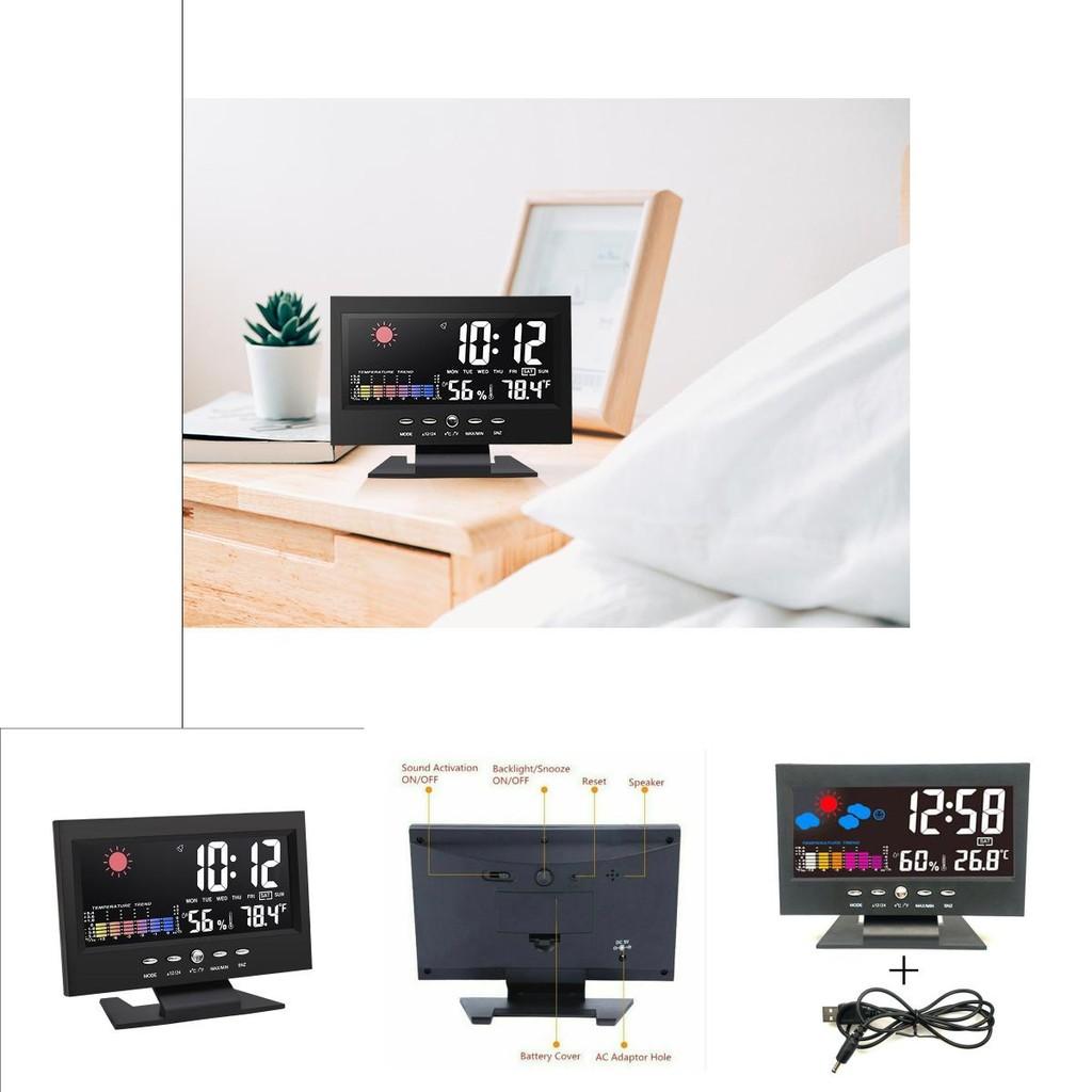 Batterypowered Lcd Weather Clock With Time And Temperature Display For Living Room