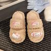 Cute Hello Kitty Thick-bottomed Fluffy Slippers for Women's Outerwear 2025 Autumn and Winter New Home Indoor Non-slip Velvet Cotton Mop