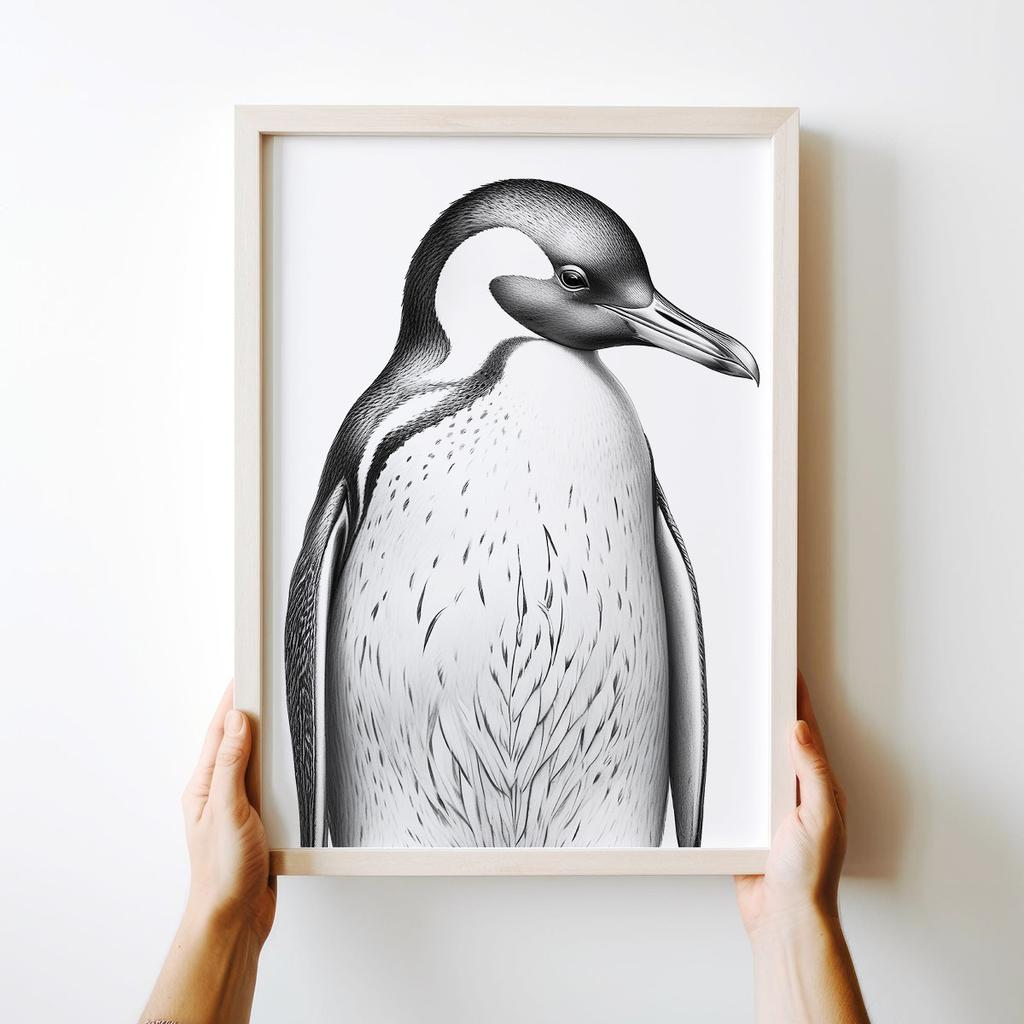 Poster Penguin Black and White