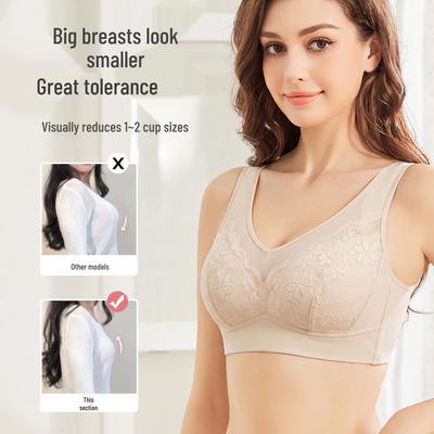 Women's Plus Size Lace Bra: Anti-Sag, Ultra-Thin, Breathable with Beautiful Back and Smaller Appearance Effect