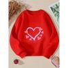 Crewneck Sweatshirt for Girls Featuring a Pink Heart Outline with Smaller Hearts. It'S Machine Washable