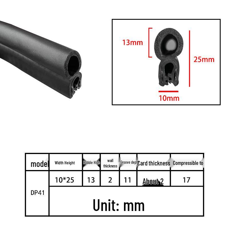 U-Shaped Rubber Steel-Backed Sealing Strip for Car Doors and Cabinets