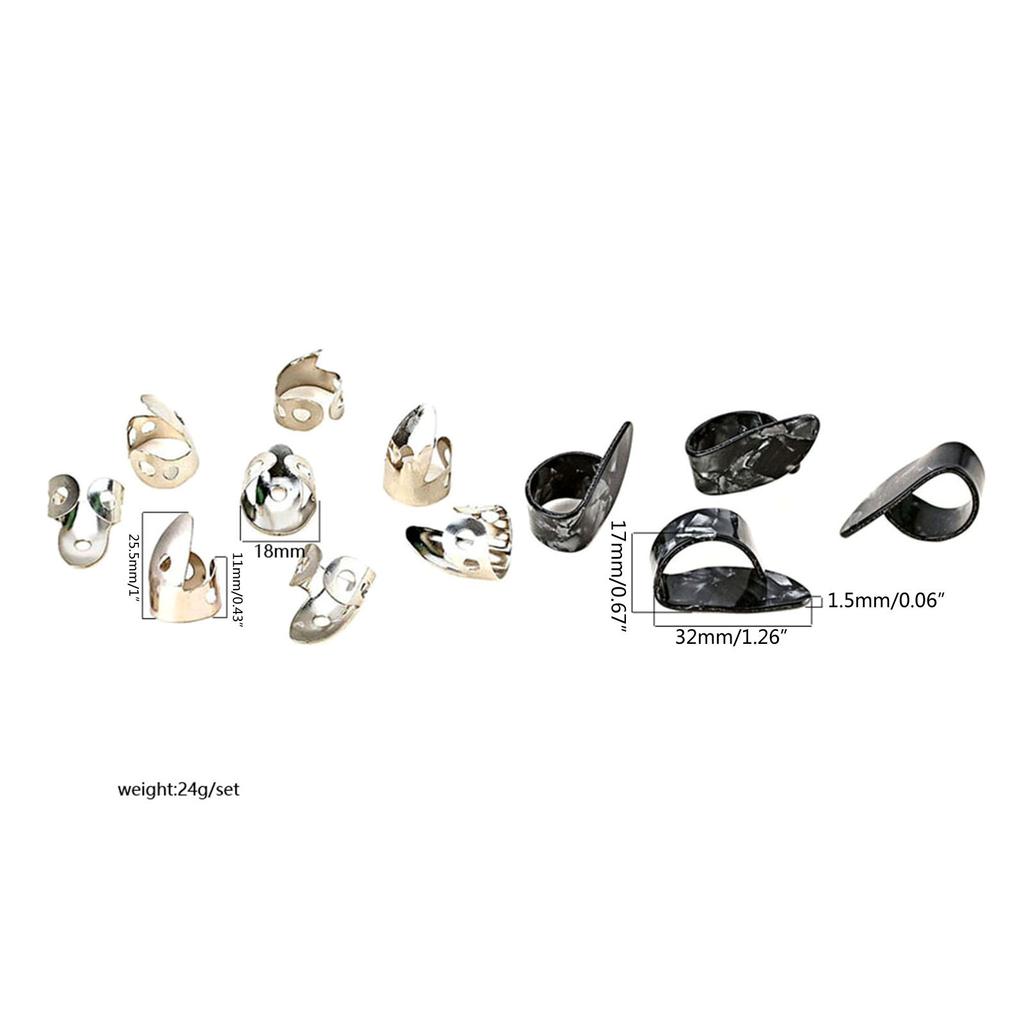 12 Pieces Finger Picks Set Include Stainless Steel Finger Picks ABS Thumb Picks Metal Finger Picks Adjustable for Guitar