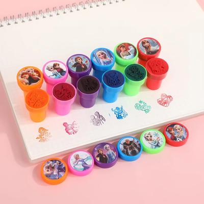 12 MINISO Frozen Stempel Partygeschenk Mädchen Anna Elsa Prinzessin Geburtstagsparty Geschenke Stempel Klassenzimmer Belohnungen Preise Geschenke