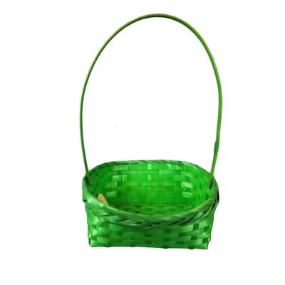 Rectangular Basket with a Green Handle, 24x22x37 Cm