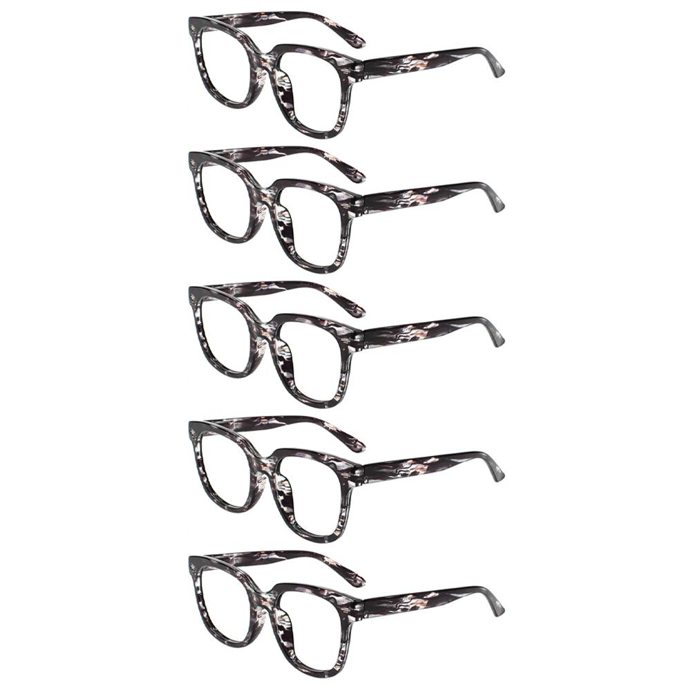 Turezing 5 Pack New Reading Glasses For Men And Women Clear Lenses Spring Hinge Diopter +0.5+1.0+3.0+5.0+6.0