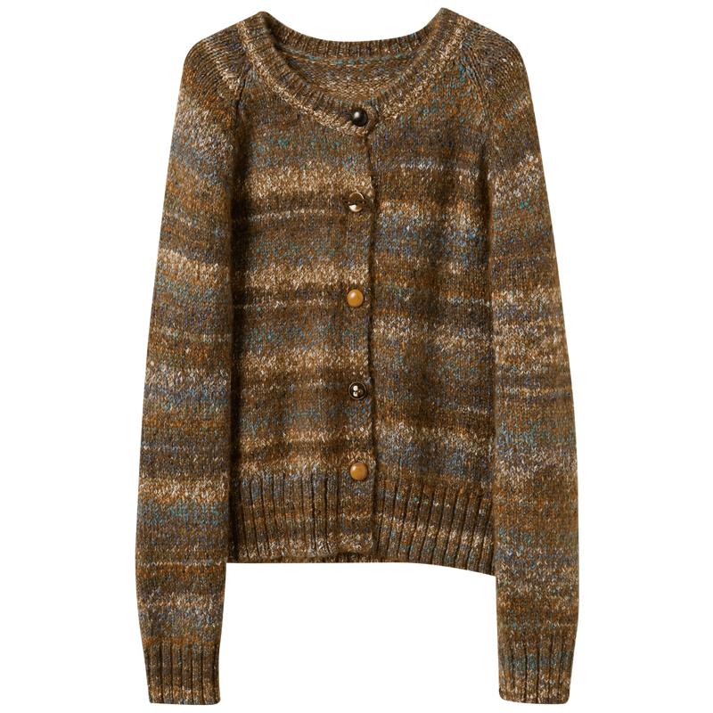 Sancai 2026 Winter Striped Knit Cardigan
