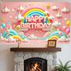Nuxovilar Happy Birthday Banner - Large 71x43 Inch Pastel Rainbow Clouds Party Backdrop for Kids, Yard Sign, Birthday Decorations