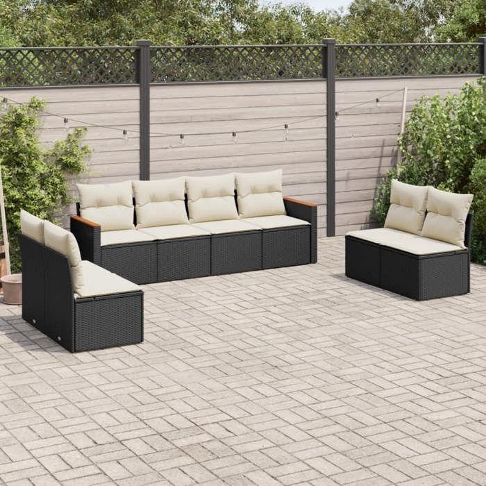 VidaXL Garden Lounge Set with Cushions 8 Pcs, Patio Sofas, Patio Furniture Set, Outdoor Furniture, Black 3258290