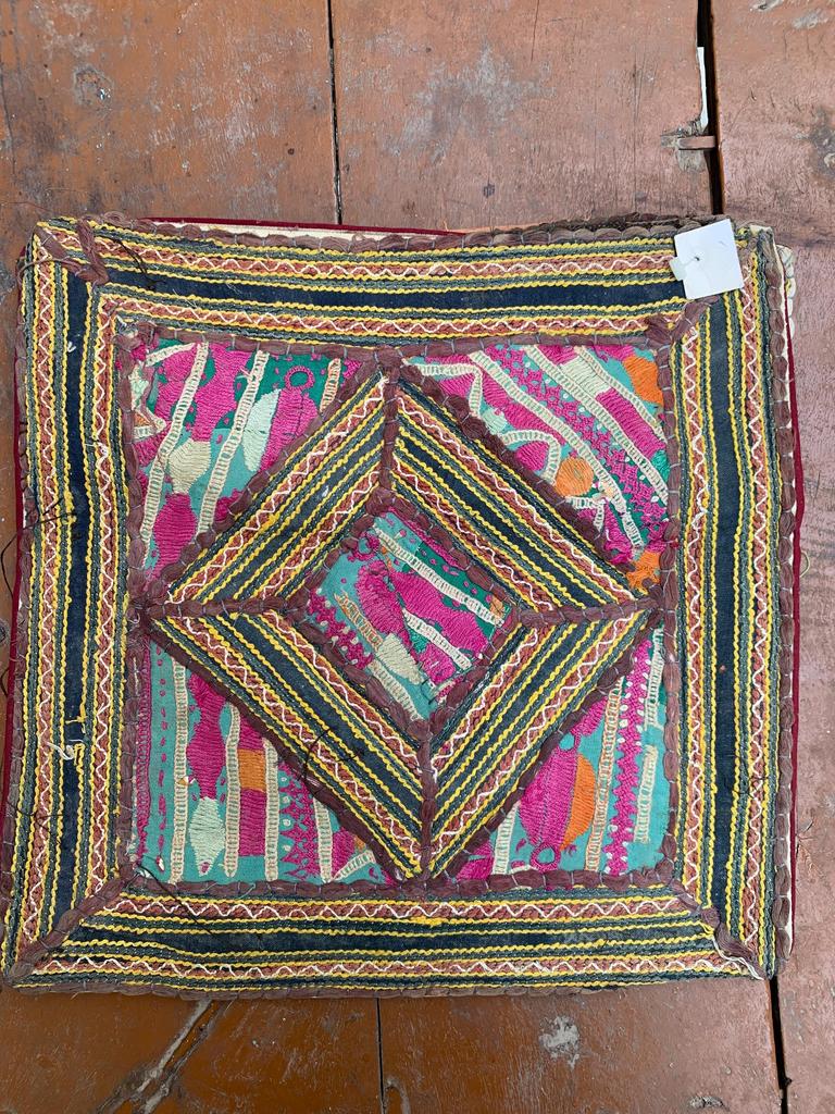 Hand Embroidered Cotton Pillow Cover: Bohemian Decorative Cushion 40