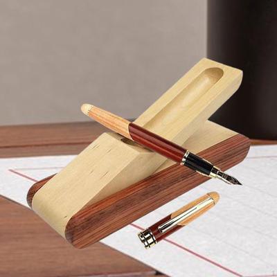 Pen Holder Brush Box Wooden Portable Pencil Storage Case Tabletop Stationery Organiser for Household