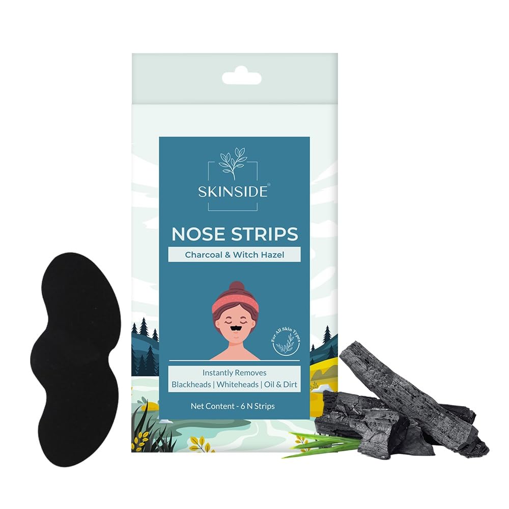 SkinSide Blackhead Remover Nose Strips with Charcoal & Witch Hazel | For Instantly Removing Black Heads & White Heads (Painless) for Men & Women