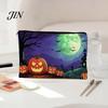 Portable Zippered Pouch Halloween Storage Bag, with Pumpkin Ghost Pattern Design, Thickened Wear Resistant Canvas Bag Cosmetic Organizer, for