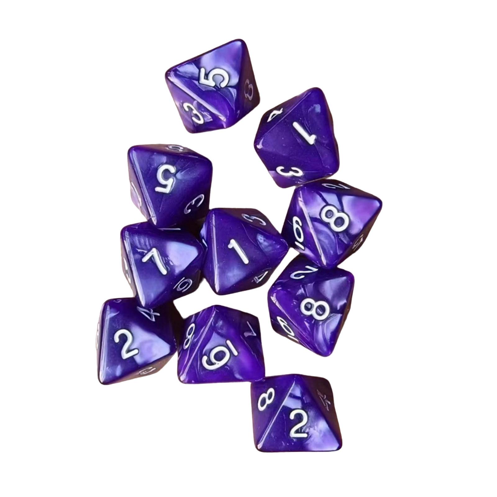 

10 шт. 8-гранных многогранных кубиков Акриловые игровые кубики Мраморный узор Кубики для настольной игры Подходят для ролевой игры фиолетовый