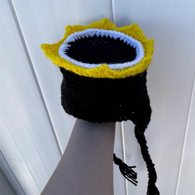 Draußen Die Neue Handgestrickte Schwarze Ameisenmütze Schwarze Spinne Lustige Erwachsenenhut