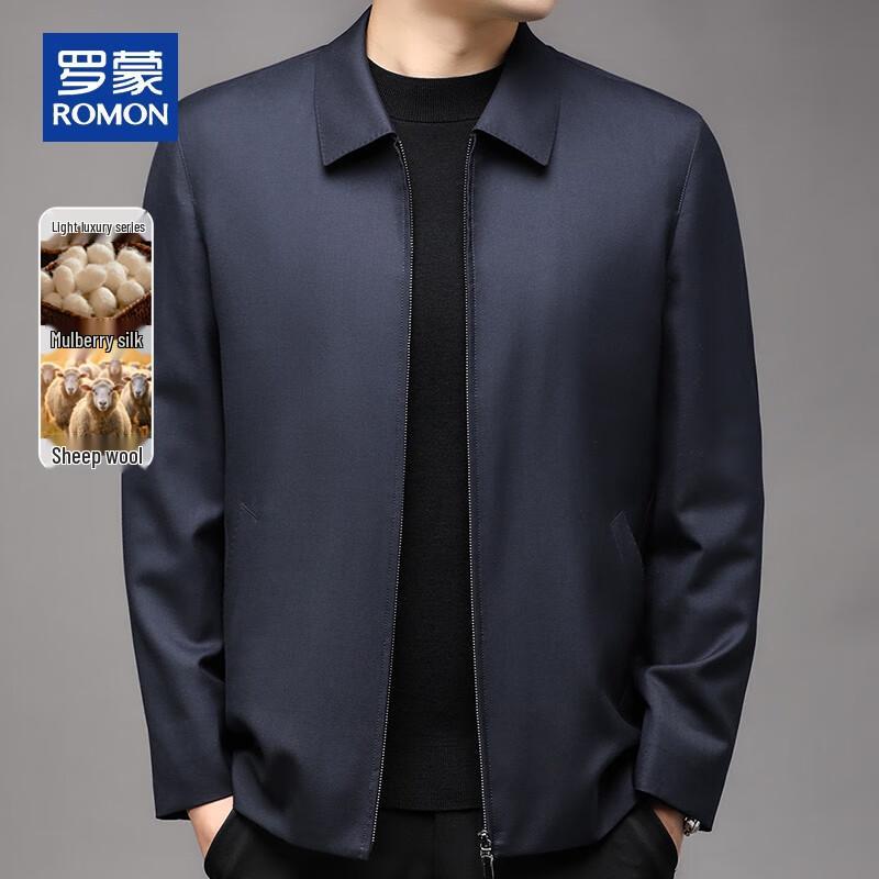 ROMON Men's Luxury Wool & Silk Blend Executive Jacket