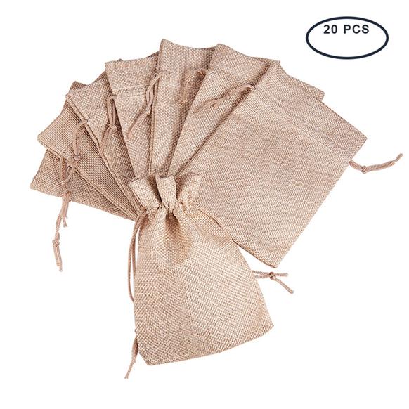 small linen drawstring bolsas