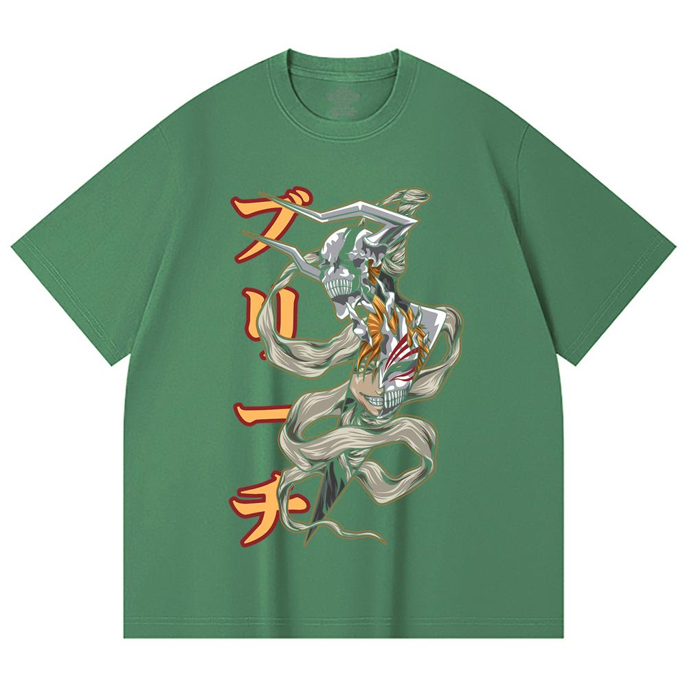 230 Gsm 100% Cotton Bleach V11 Zankpakuto Print Unisex Heavy Cotton T Shirt